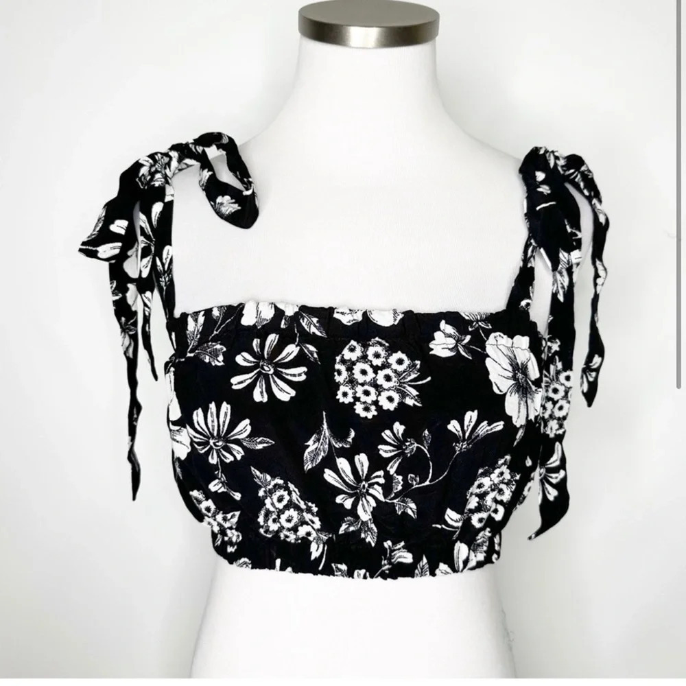 Majorelle Yasmín Tie Trap Top in Black Woodland Size XXS